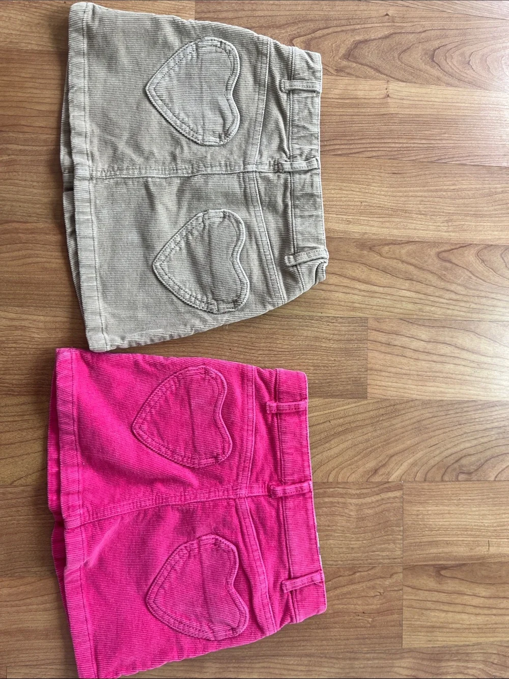 Mini Boden Girls Corduroy Skirts in Hot Pink and Tan